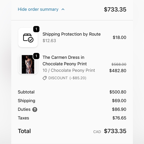 V. Chapman “The Carmen Dress” in chocolate peony print - Picture 10 of 10